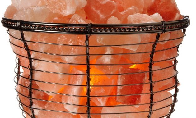 Himalayan Glow Natural Salt Lamp Tall Round Basket 8in High 10lbs throughout sizing 1500 X 1467