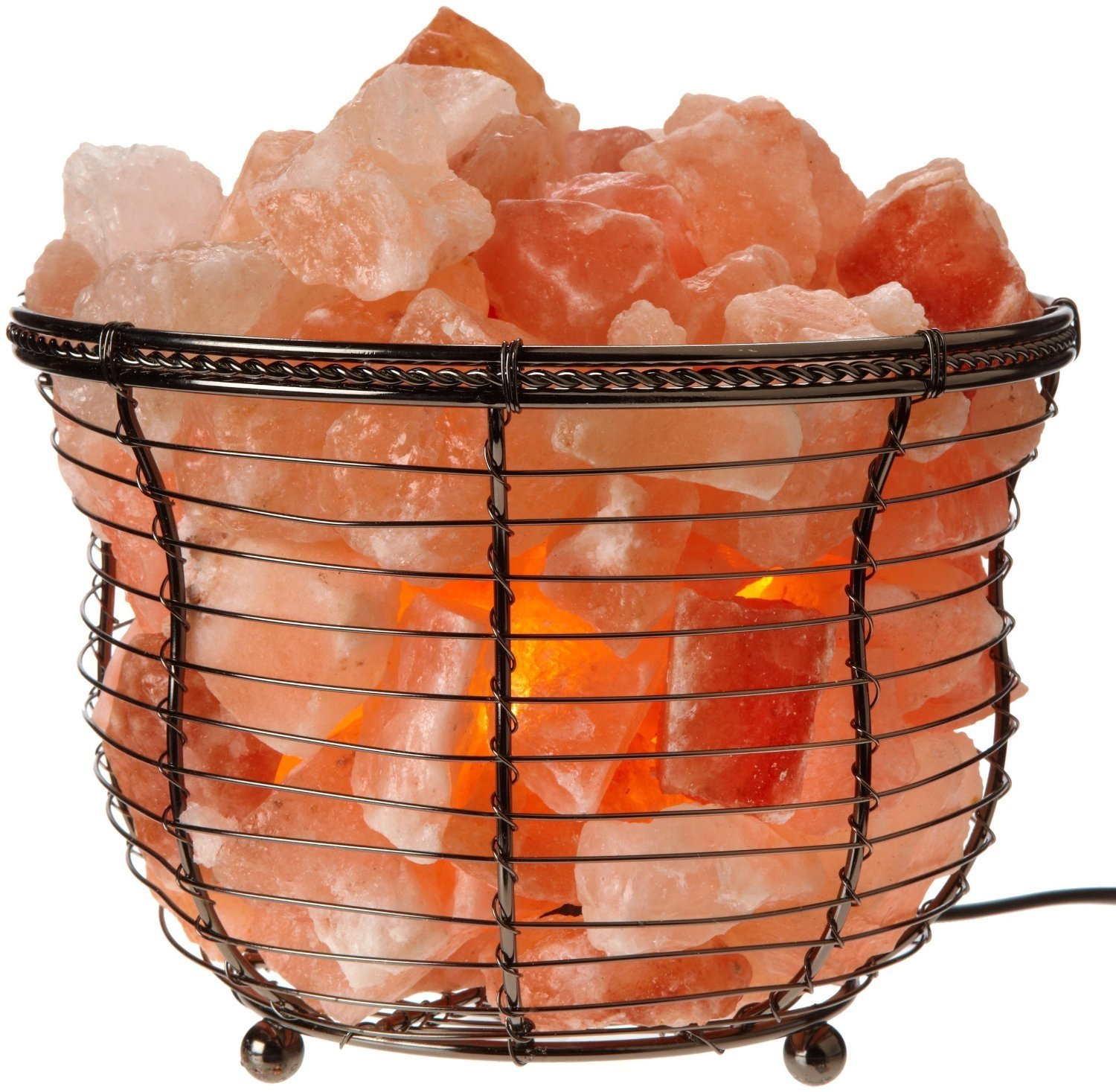 Himalayan Glow Natural Salt Lamp Tall Round Basket 8in High 10lbs throughout sizing 1500 X 1467