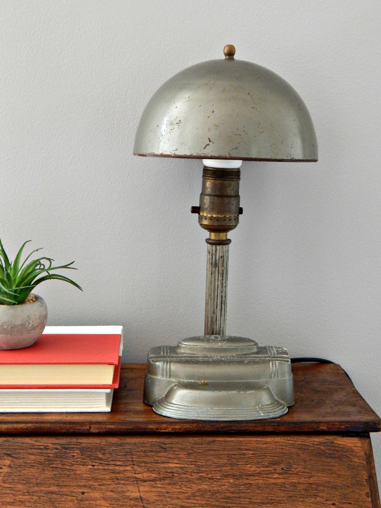 Impressive Metal Antique Desk Lamp Design With Half Moon Metal Shade pertaining to proportions 1496 X 1994