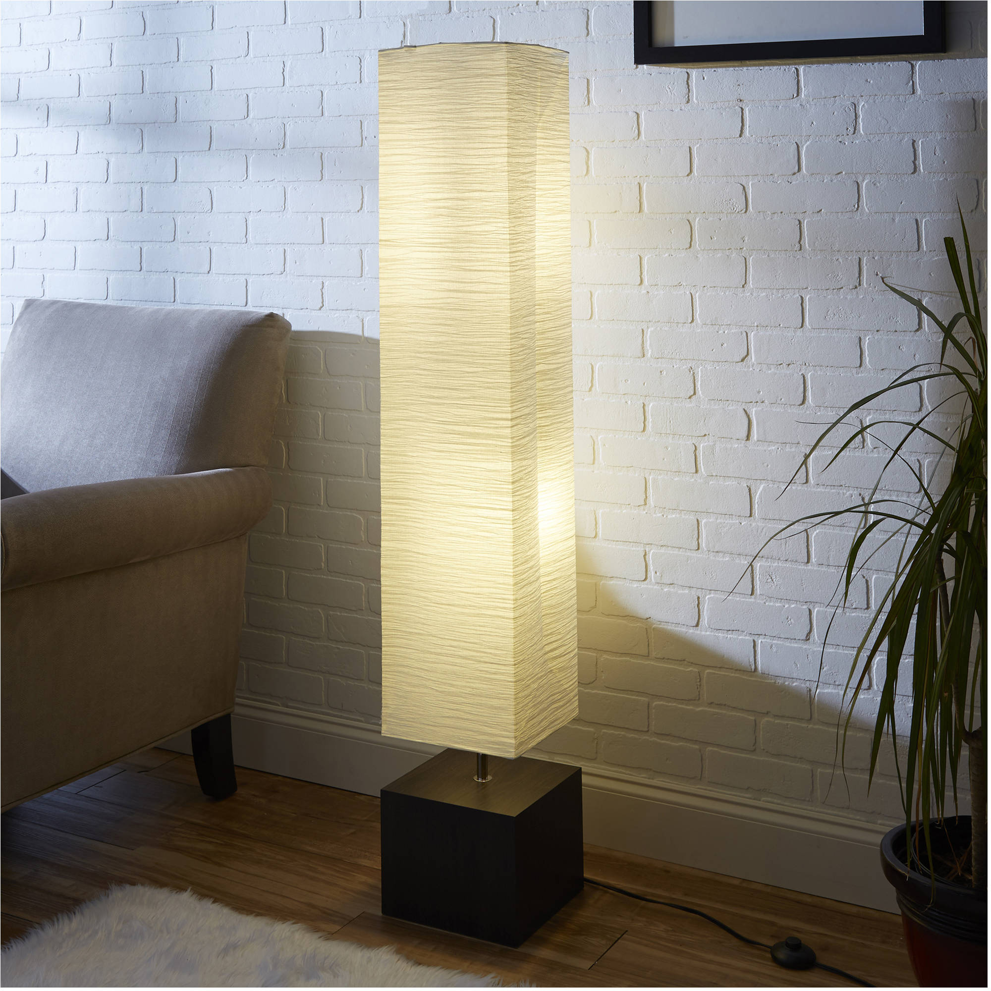 Intricate Paper Floor Lamp Modern 58 Square Rice Wood Finish Living inside size 2000 X 2000