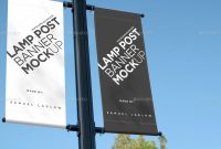 Lamp Post Banner Mockup Samladlow Graphicriver throughout dimensions 1200 X 675