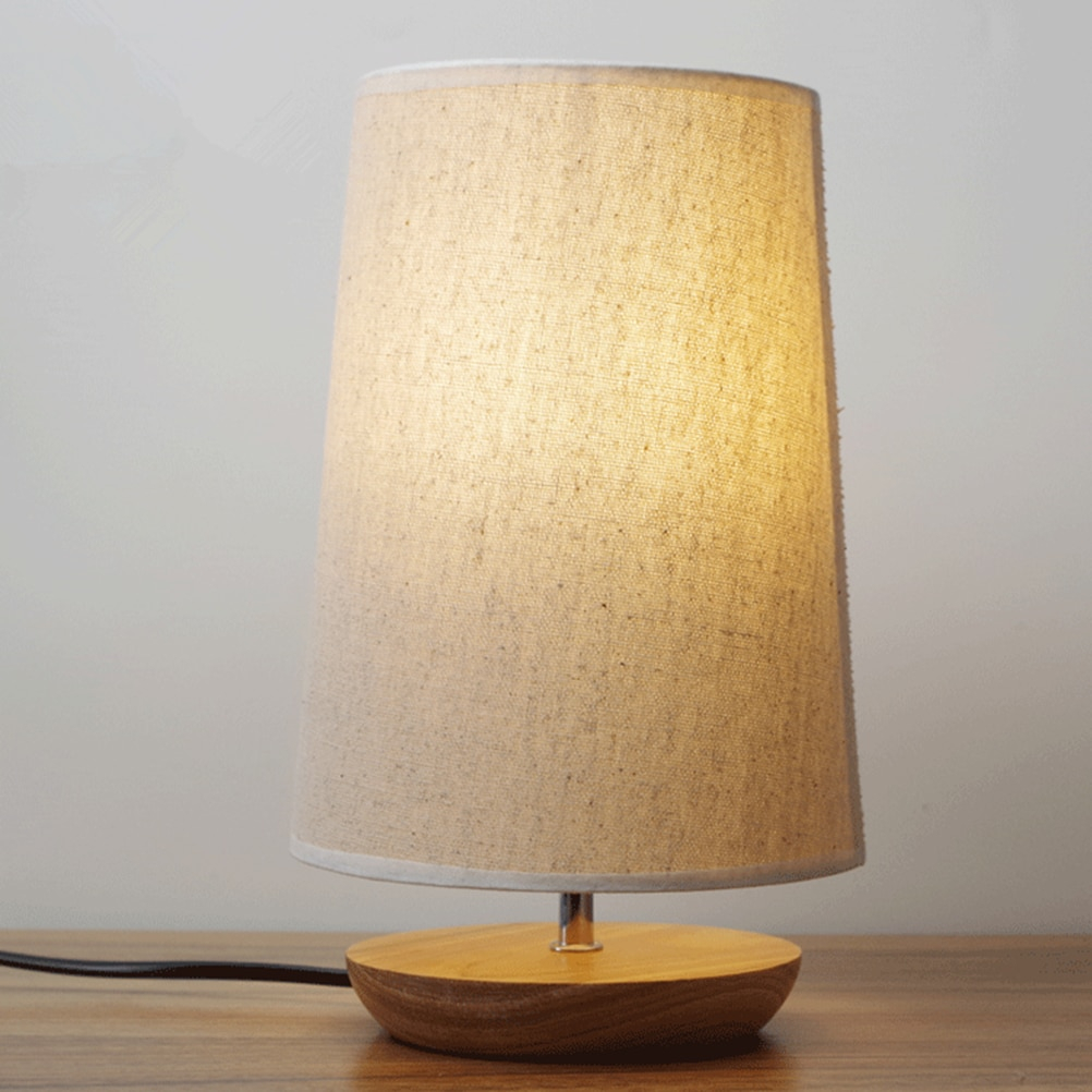 Led Desk Lamp With Linen Shade And Solid Wood For Bedroom Ba Room with regard to sizing 1002 X 1002