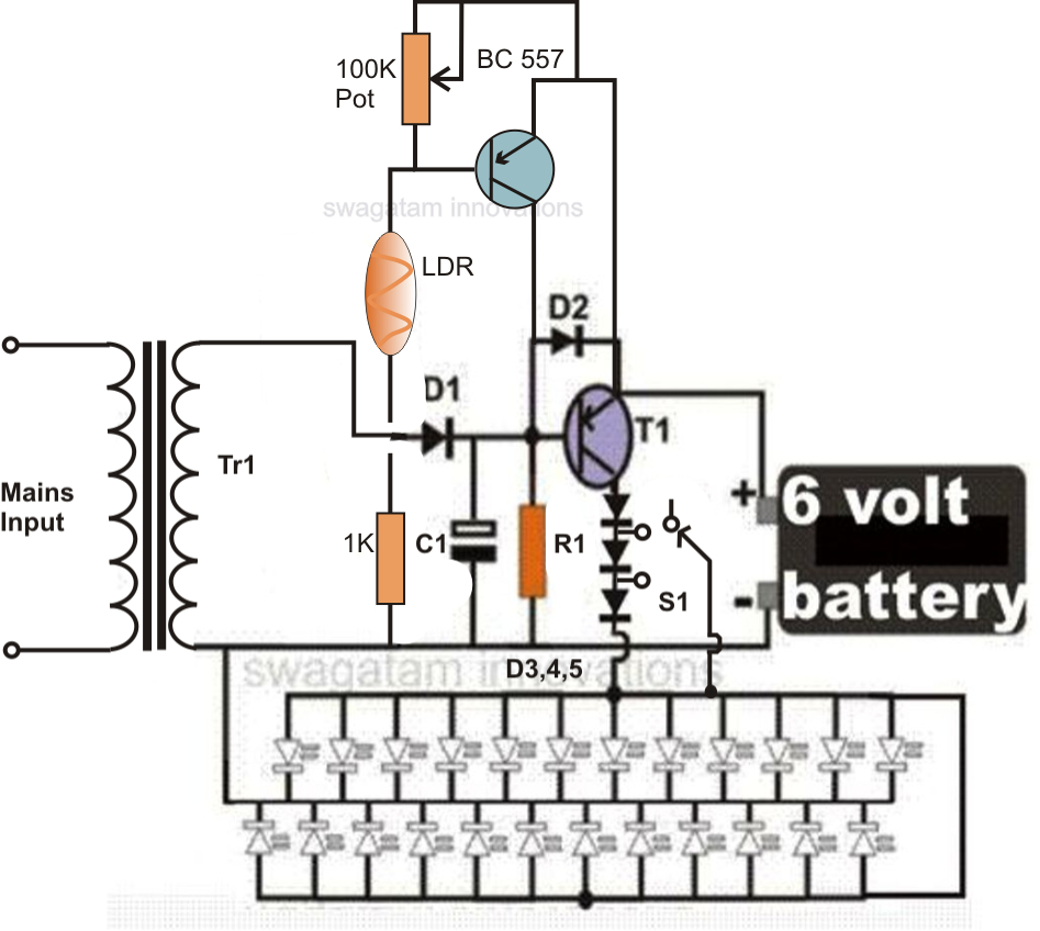 Led Emergency Light With Ldr Lectronique Montages Divers with regard to dimensions 947 X 848