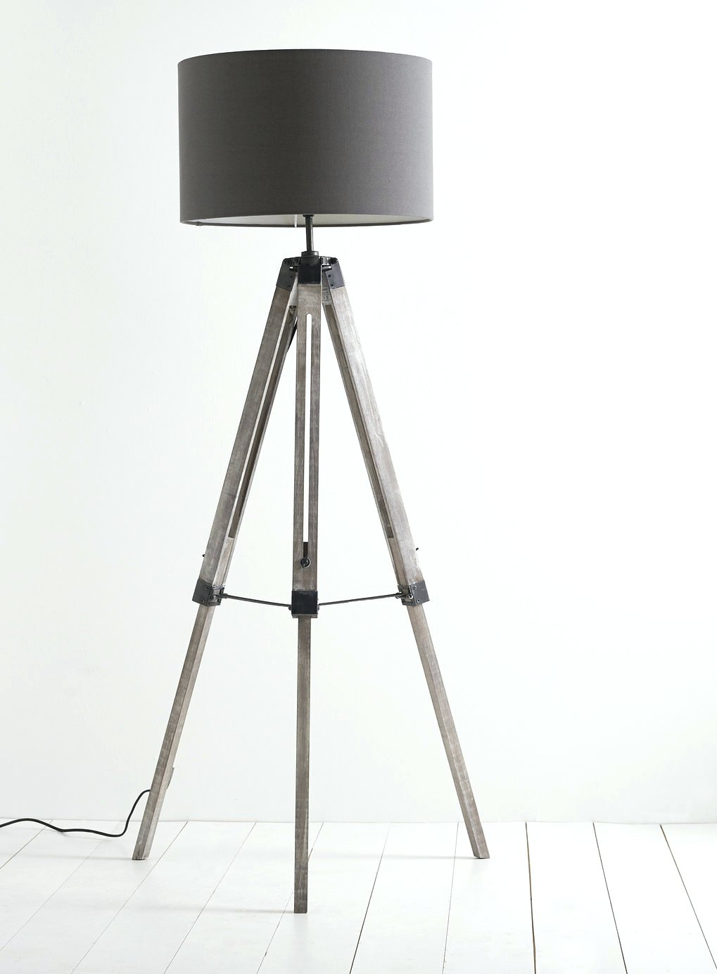 Light Wooden Tripod Lamp With Grey Shade For Home Large Black for dimensions 1019 X 1385