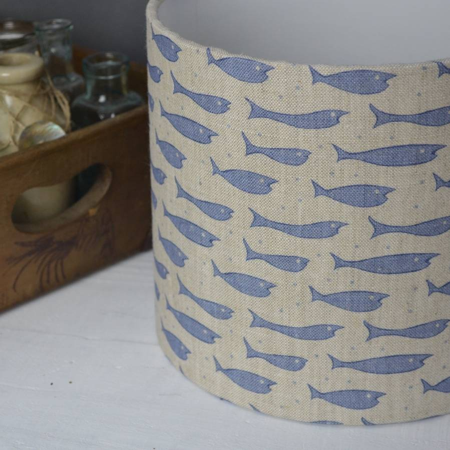 Little Fish Linen Drum Lampshade Lolly Boo Notonthehighstreet regarding measurements 899 X 900