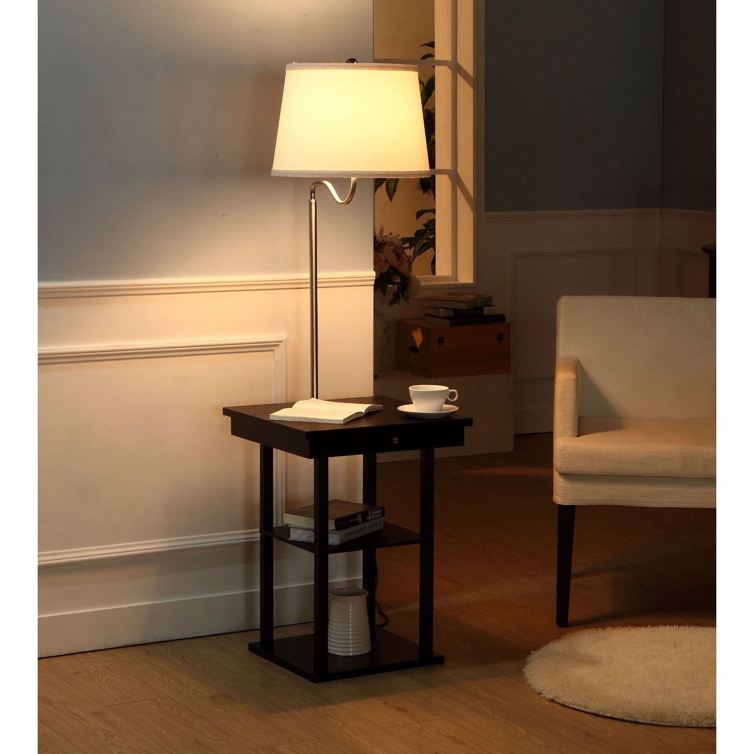 Love Floor Lamp With Usb Port 2 In1 Modern Side Table White Shade inside size 1500 X 1500