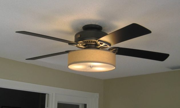 Low Profile Linen Drum Shade Light Kit For Ceiling Fan St intended for sizing 1600 X 1199