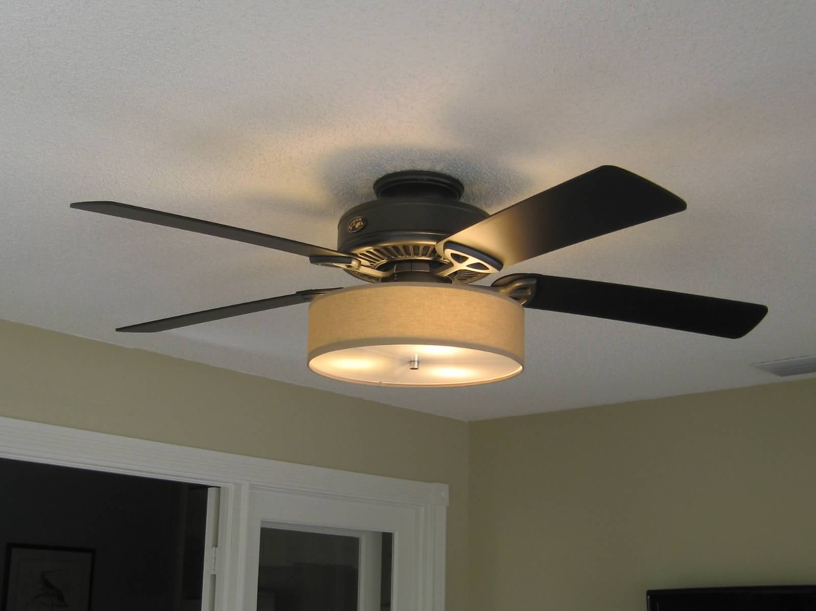 Low Profile Linen Drum Shade Light Kit For Ceiling Fan St intended for sizing 1600 X 1199