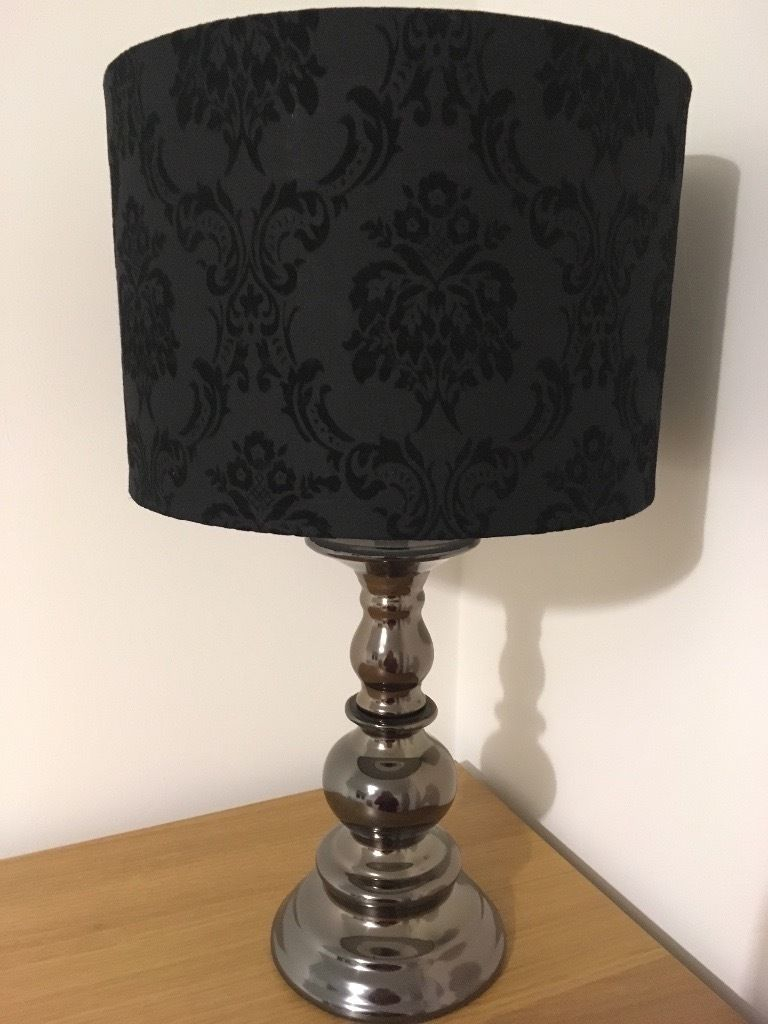 Metallicbronze Table Lamp With Black Damask Lamp Shade In with size 768 X 1024