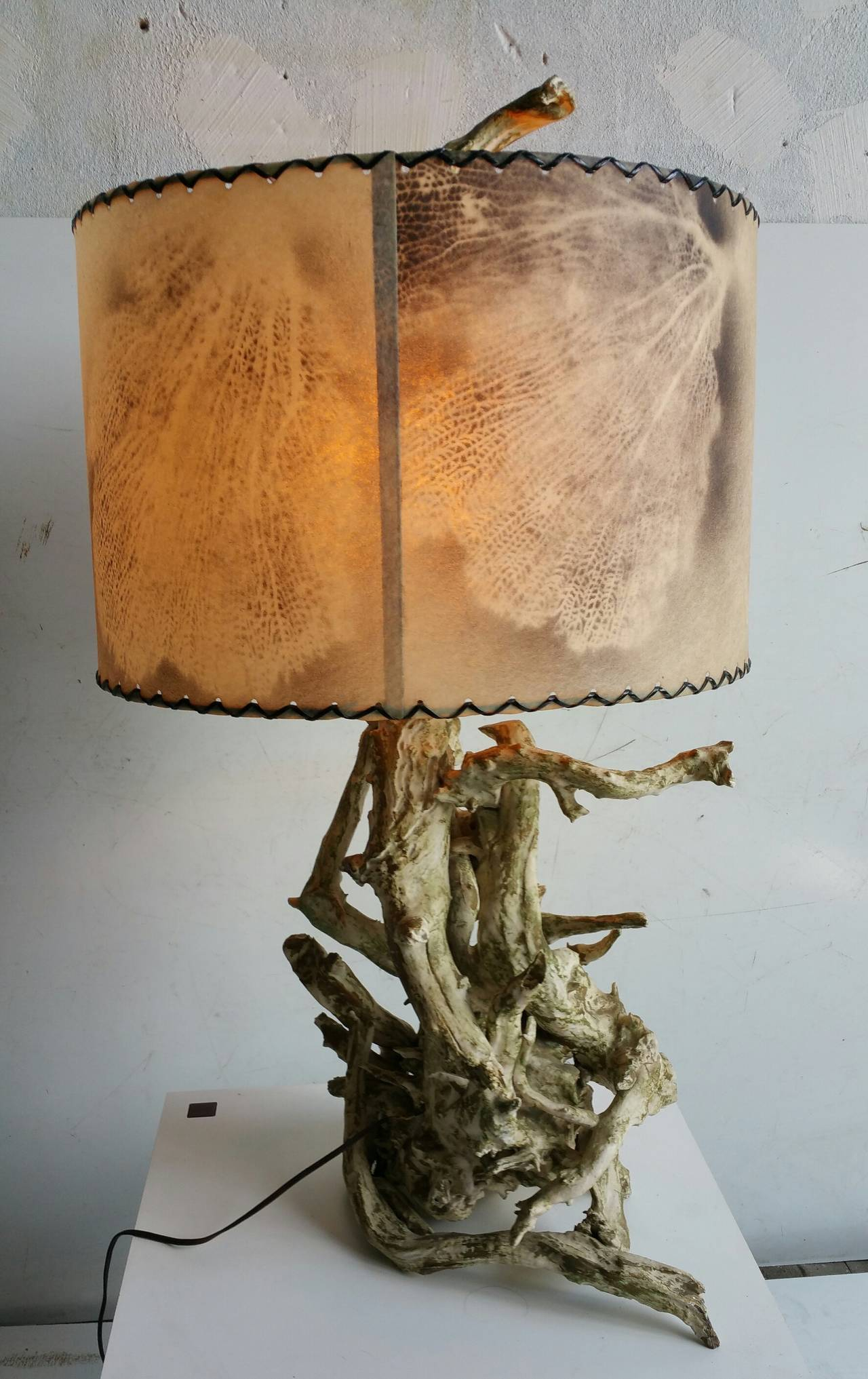 Mid Century Modern Driftwood Lamp With Original Air Brushed throughout size 1280 X 2033