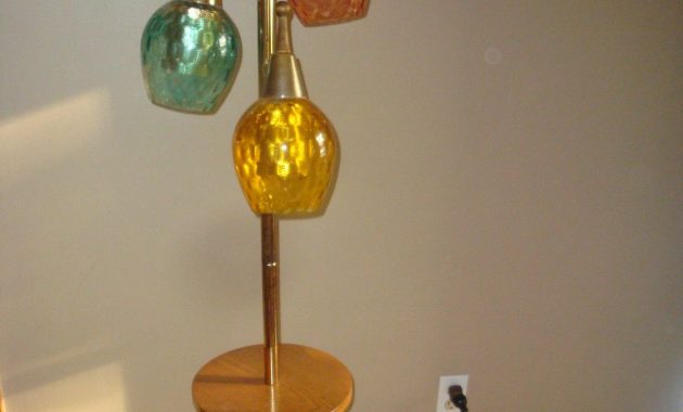 Mid Century Modern Floor Lamp Table 3 Glass Globes Teak Wood Vintage pertaining to size 1200 X 1600