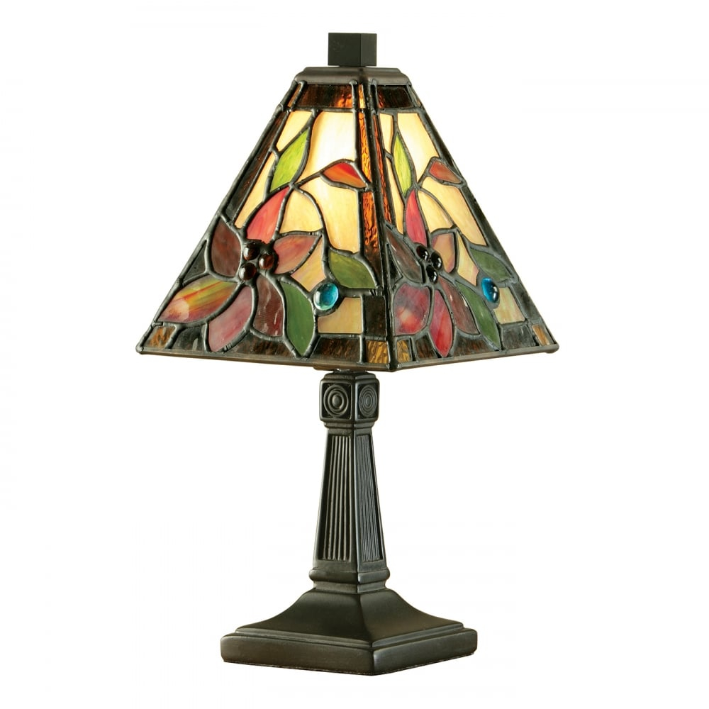 Mini Tiffany Table Lamp With Colourful Floral Stained Glass Shade for proportions 1000 X 1000