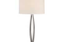 Modern Satin Nickel Table Lamp With Oval Beige Shade throughout proportions 1000 X 1000