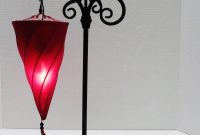 Moroccan Desktable Lamp With Upside Down Hanging Spiral Cloth Shade pertaining to size 889 X 1000