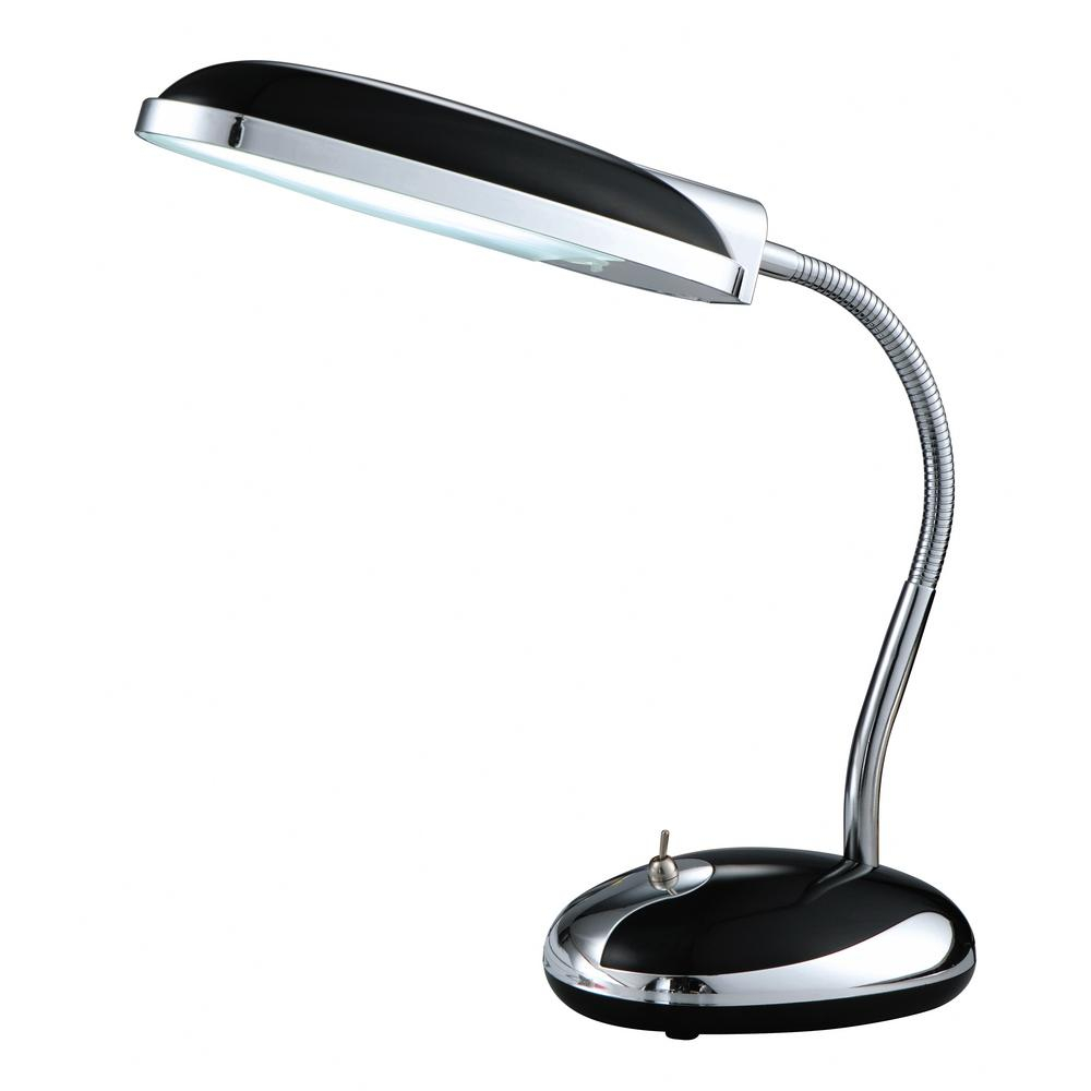 Normande Lighting 15 In Black Fluorescent Desk Lamp With Chrome pertaining to proportions 1000 X 1000