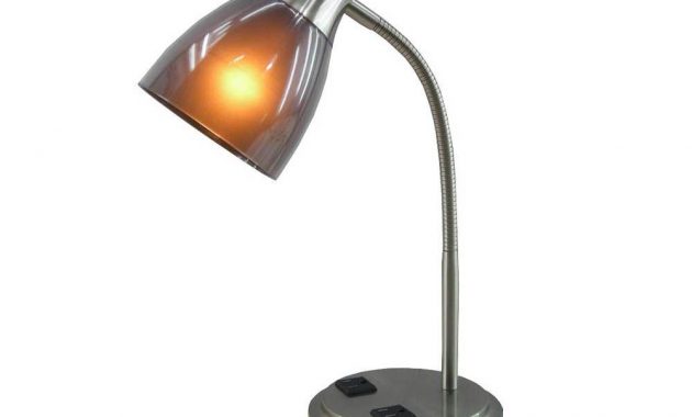 Normande Lighting 18 In Brushed Steel Desk Lamp With 2 Electrical inside measurements 1000 X 1000