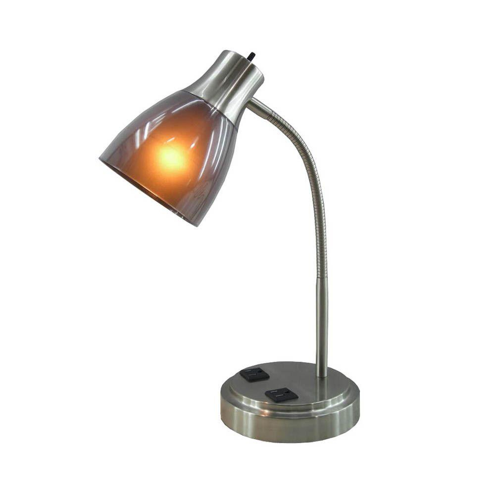 Normande Lighting 18 In Brushed Steel Desk Lamp With 2 Electrical inside measurements 1000 X 1000