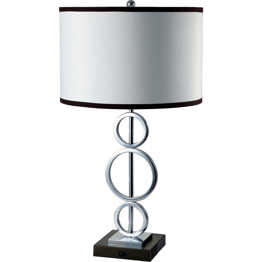 Ore International 26 In 3 Ring Silver Metal Table Lamp White With with regard to size 1000 X 1000