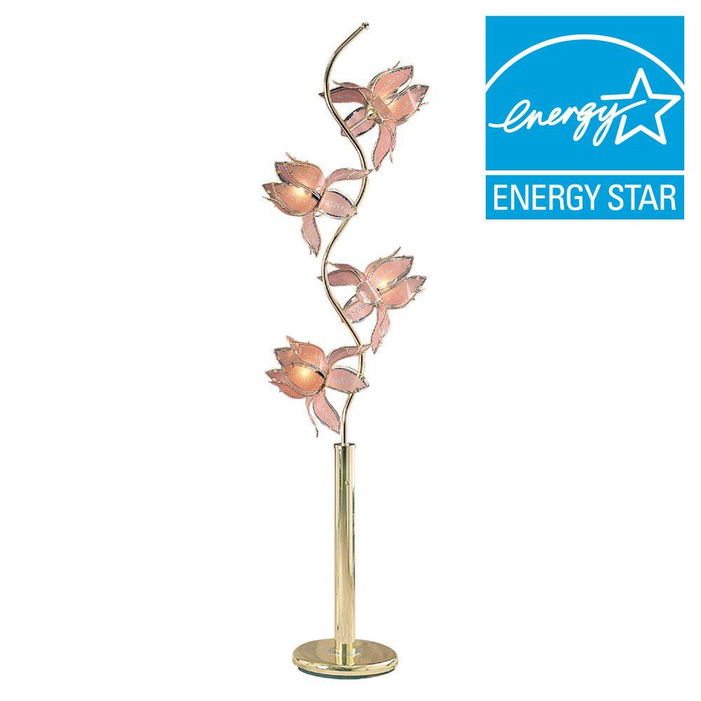 Ore International 73 In Pink And Gold Floor Lamp K9334g The Home regarding measurements 1000 X 1000
