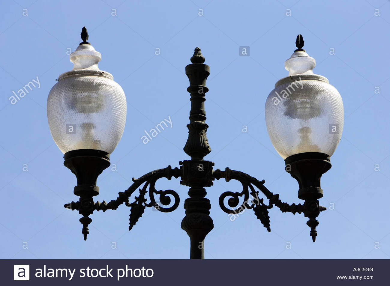 Ornate Wrought Iron Glass Street Light Shade Lampshade Against A intended for size 1300 X 954