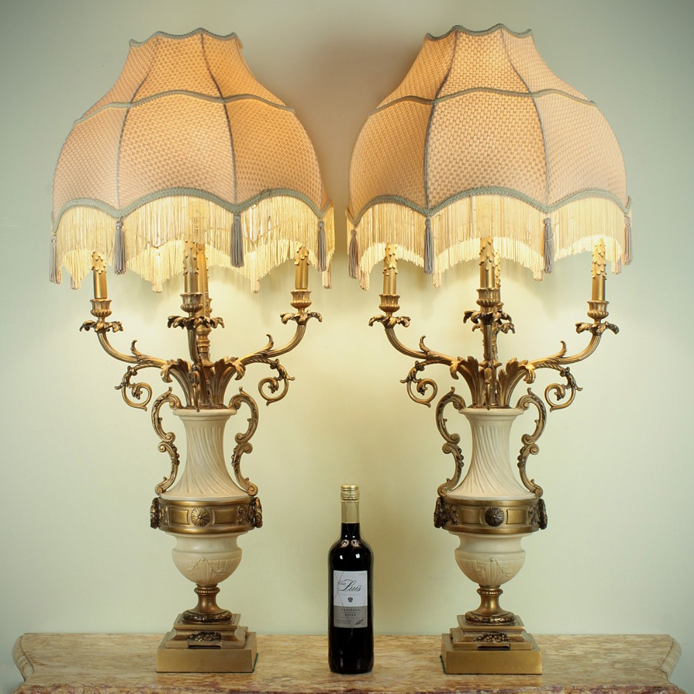 Pair Large French Table Lamps C1930 290096 Sellingantiquescouk regarding sizing 1000 X 999