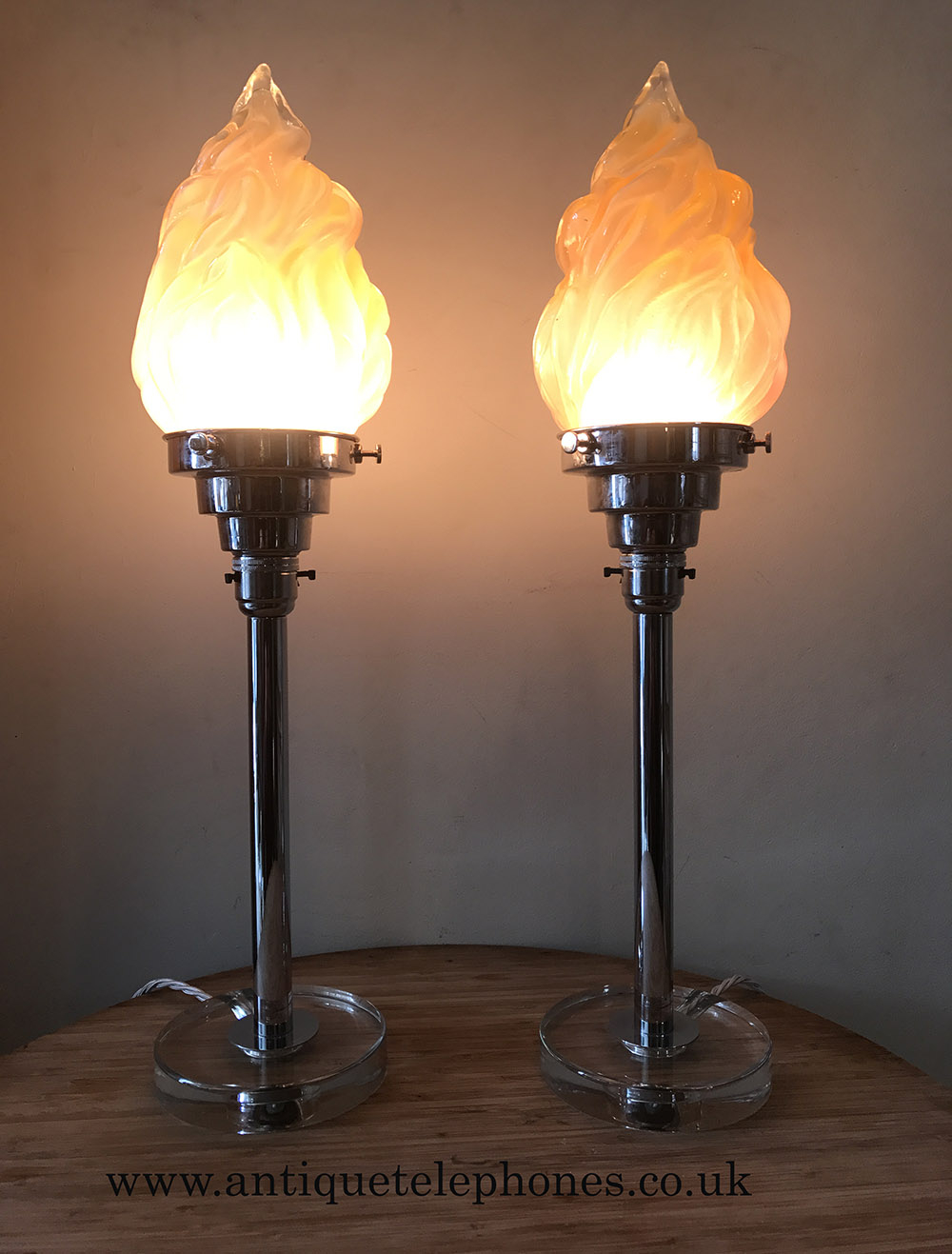 Pair Of Art Deco Chrome With Flame Shaped Glass Shades Pair Of regarding size 1000 X 1317