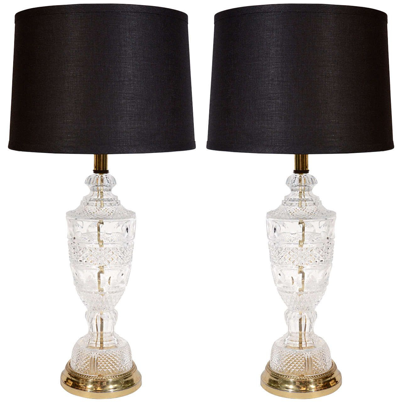 Pair Of Baccarat Style Hollywood Regency Cut Crystal Lamps For The intended for measurements 1280 X 1280