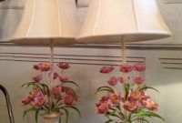 Pair Of Vintage Painted Tole Metal Flower Lamps With Custom Silk for dimensions 1125 X 1500