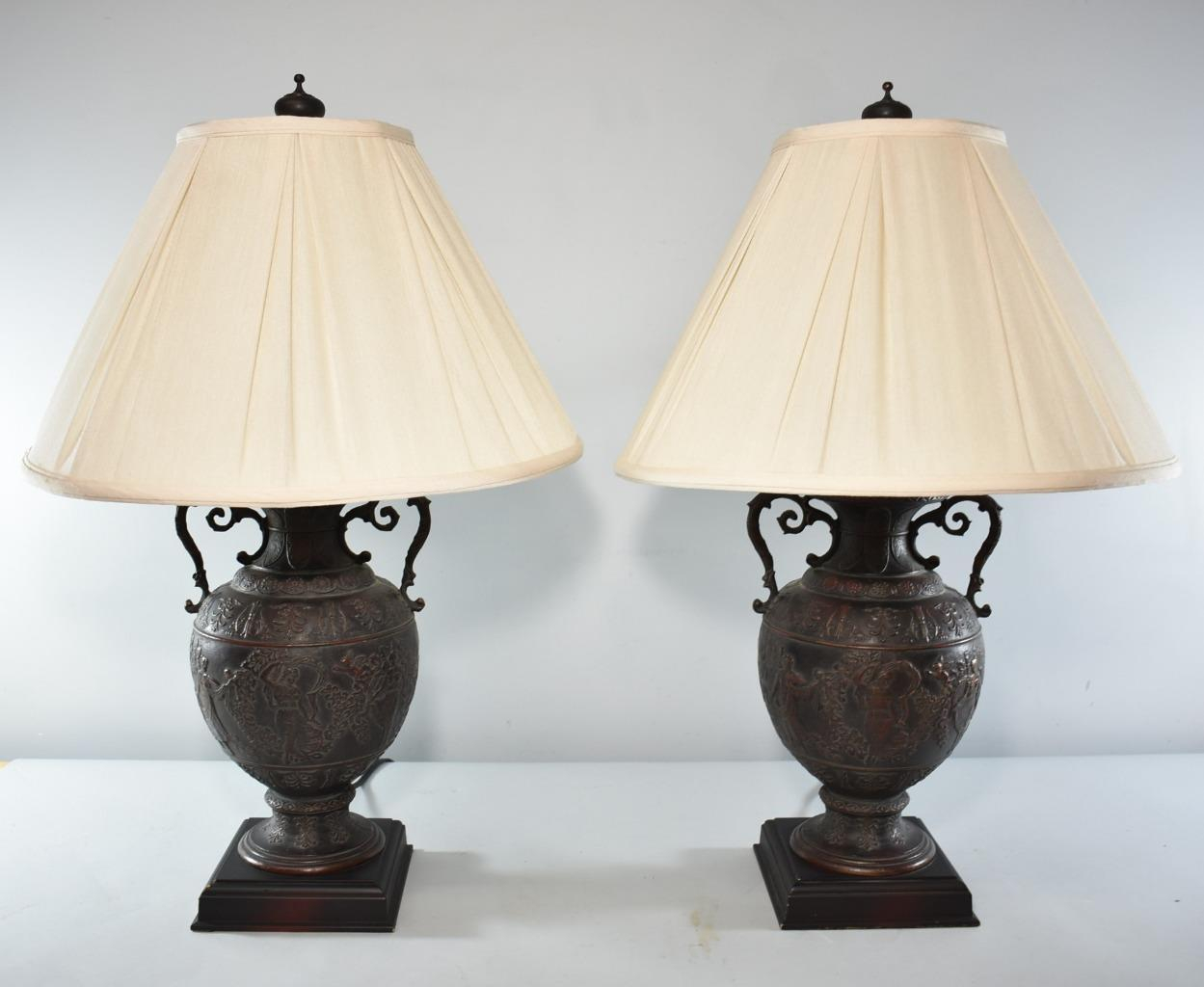 Pair Wildwood Urn Shape Table Lamps W Female Figures Cherubs throughout size 1249 X 1024