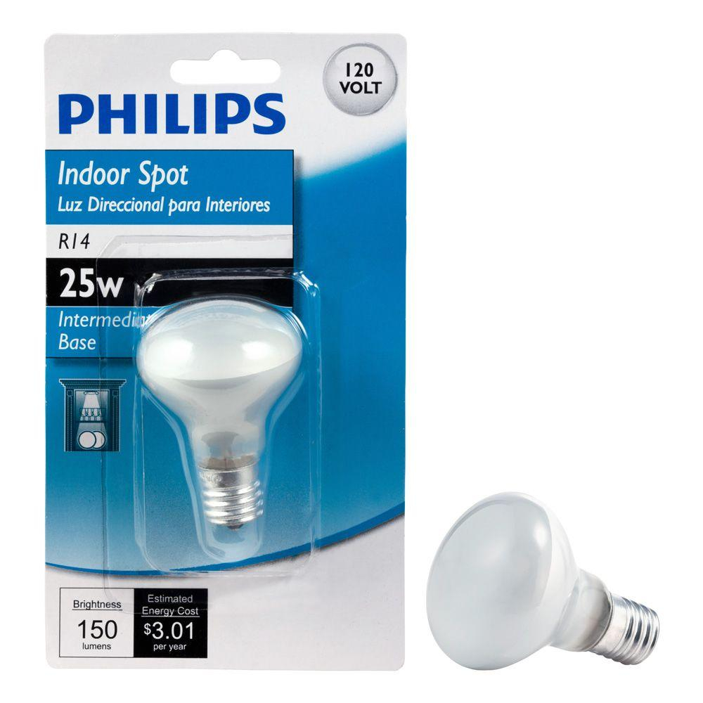 Philips 25 Watt R14 Incandescent Mini Reflector Light Bulb 415372 inside measurements 1000 X 1000