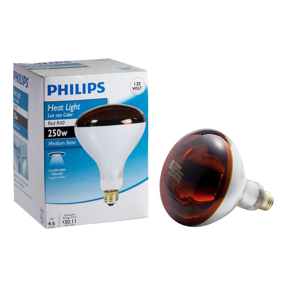 Philips 250 Watt R40 Incandescent Red Heat Lamp Light Bulb 415836 with proportions 1000 X 1000