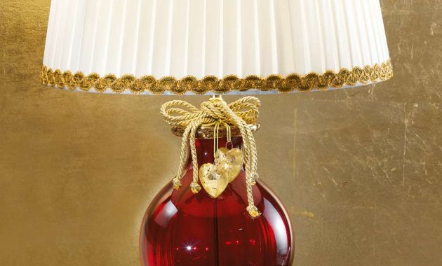 Red And Gold Crystal Glass Table Lamp With White Shade Masiero for size 940 X 1410