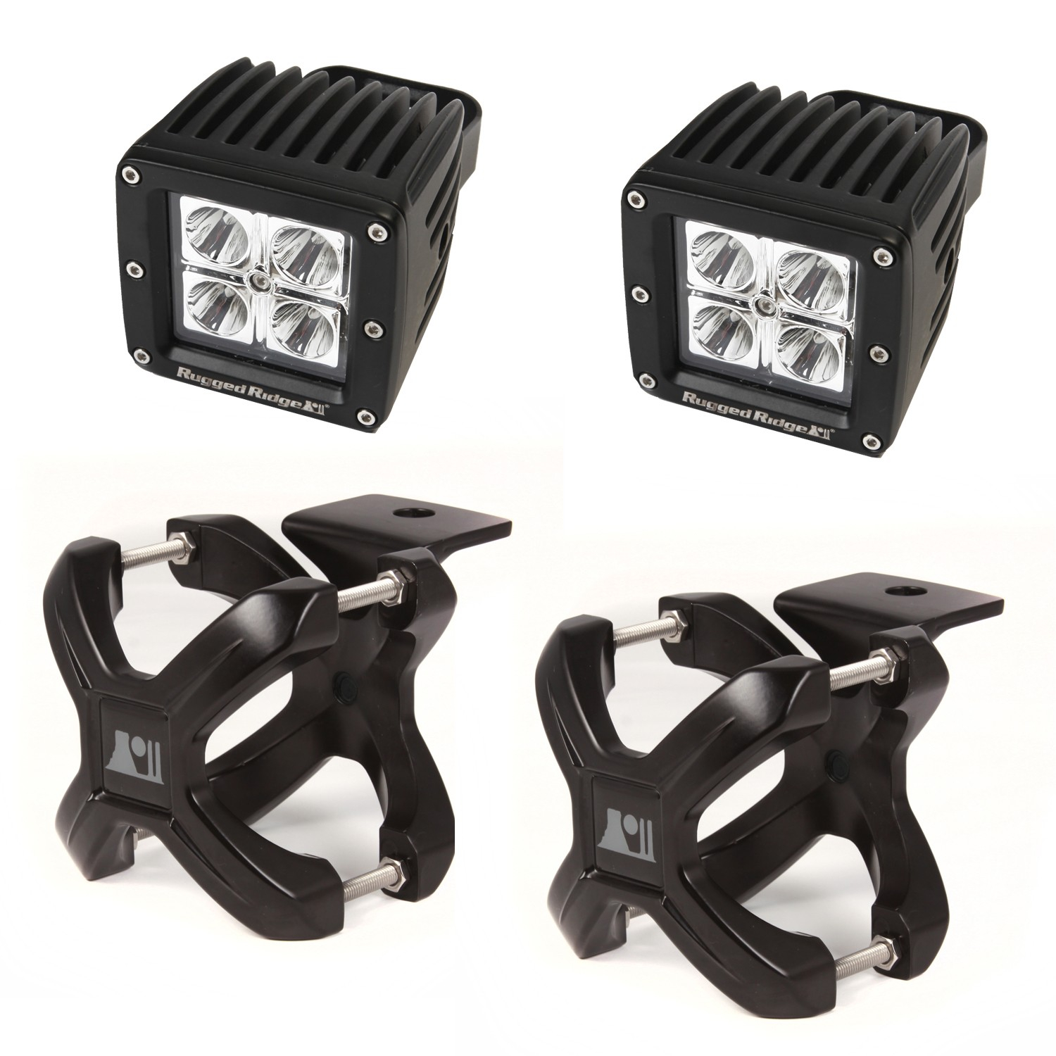 Rugged Ridge 1521022 Small X Clamp Square Led Light Kit Black 2 in measurements 1500 X 1500