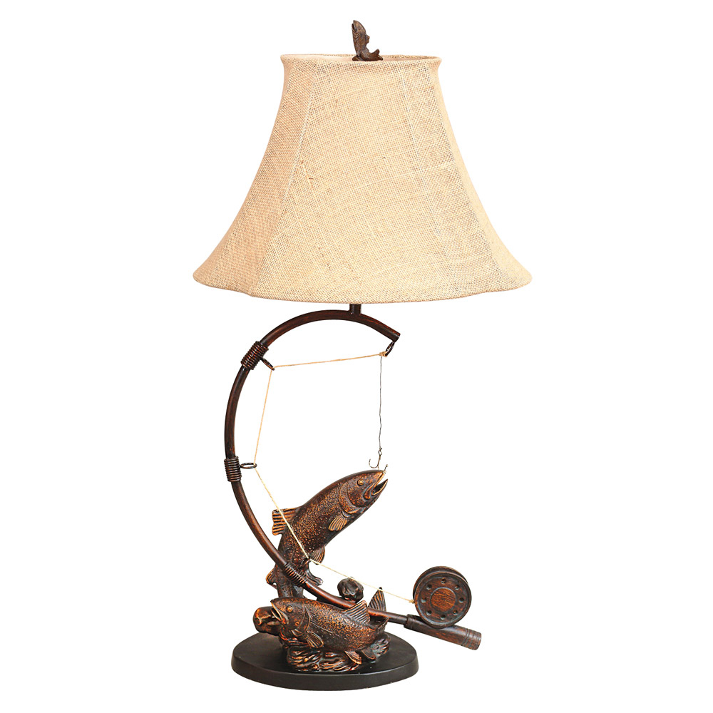 Rustic Table Lamps Fly Rod Trout Table Lampblack Forest Decor with size 1000 X 1000