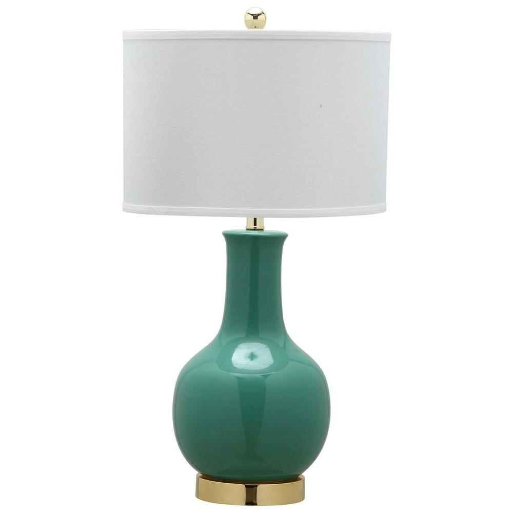 Safavieh 275 In Emerald Ceramic Paris Lamp With White Shade with regard to dimensions 1000 X 1000