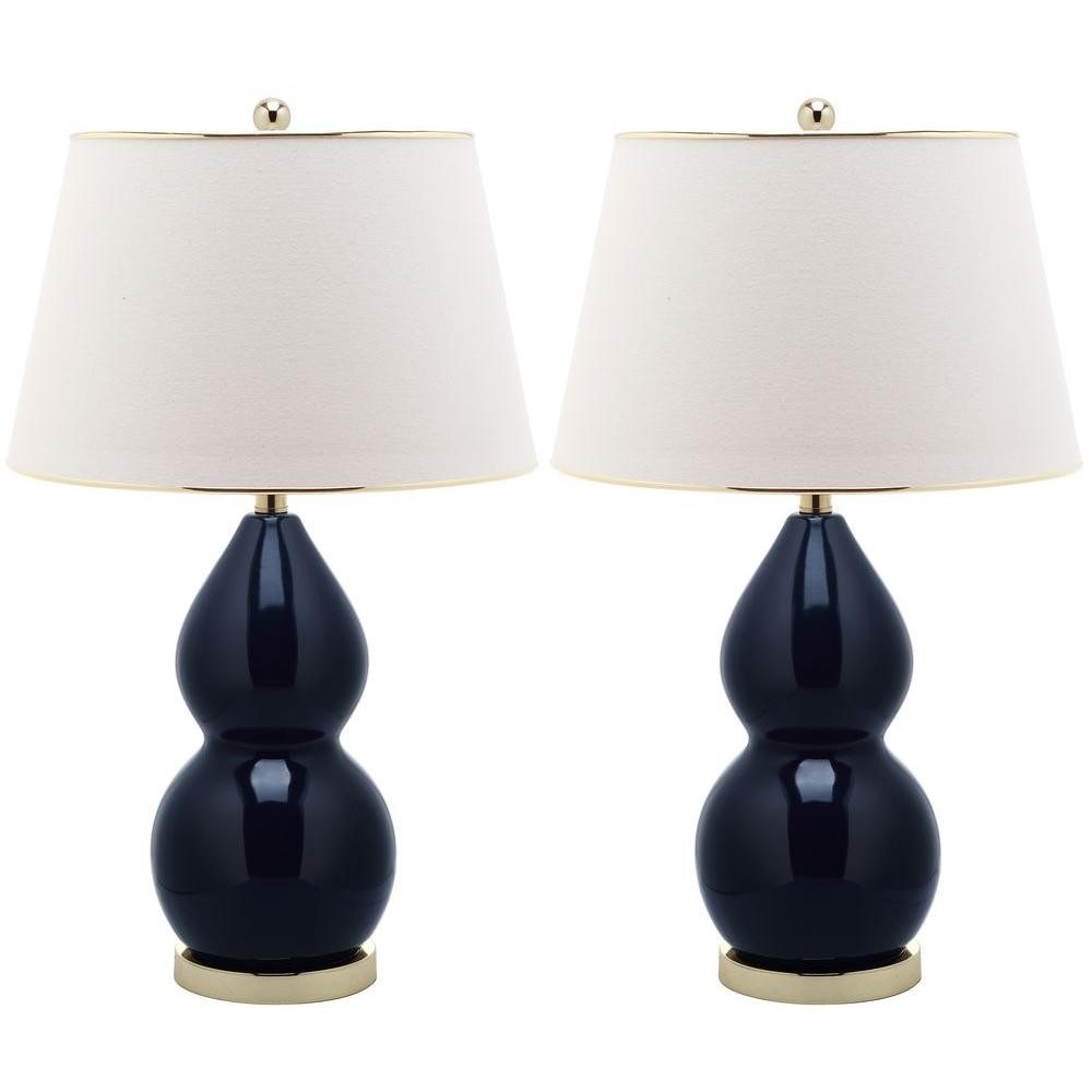 Safavieh Jill 255 In Navy Double Gourd Ceramic Lamp Set Of 2 with dimensions 1000 X 1000