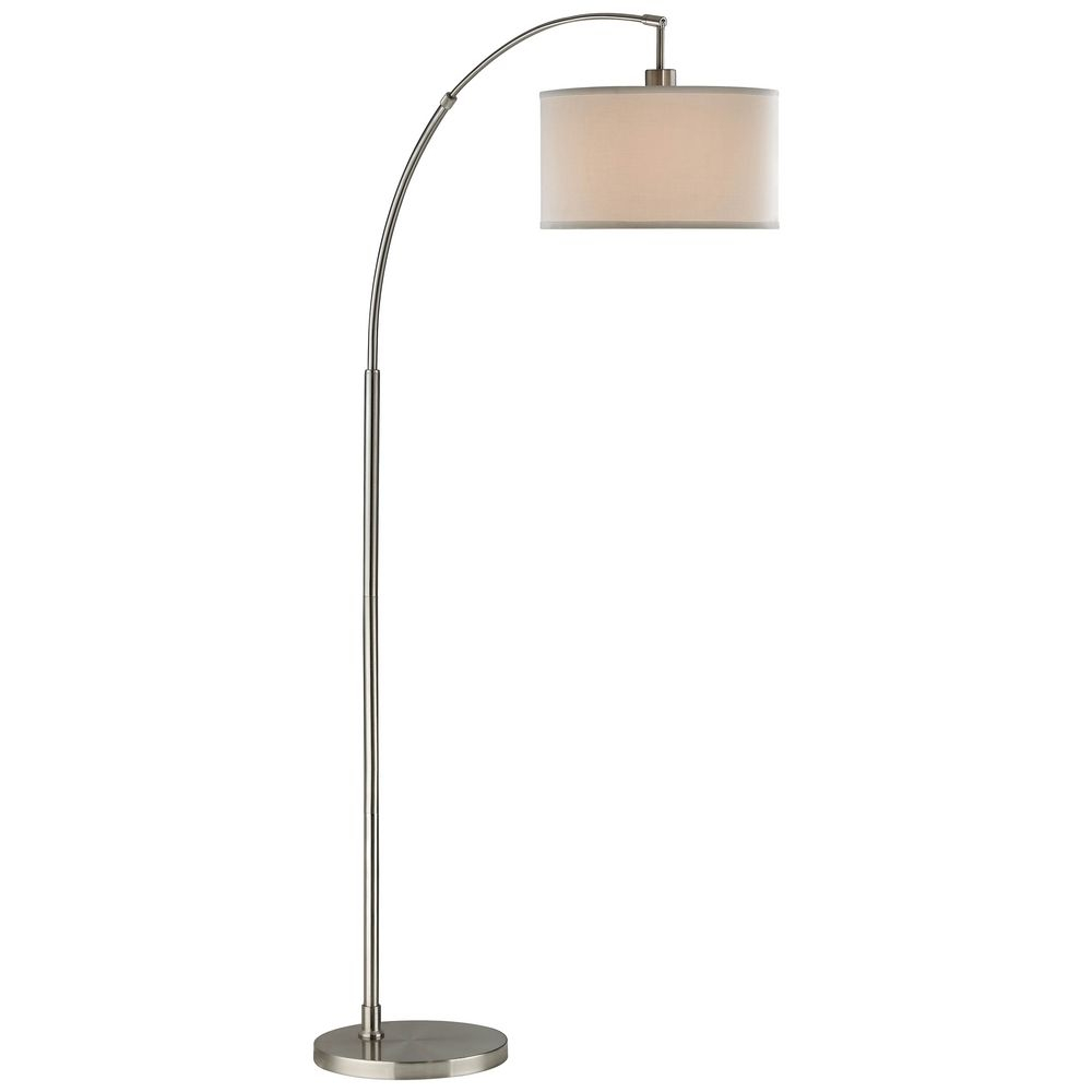 Satin Nickel Arc Floor Lamp With Modern Drum Shade 2278 09 inside dimensions 1000 X 1000