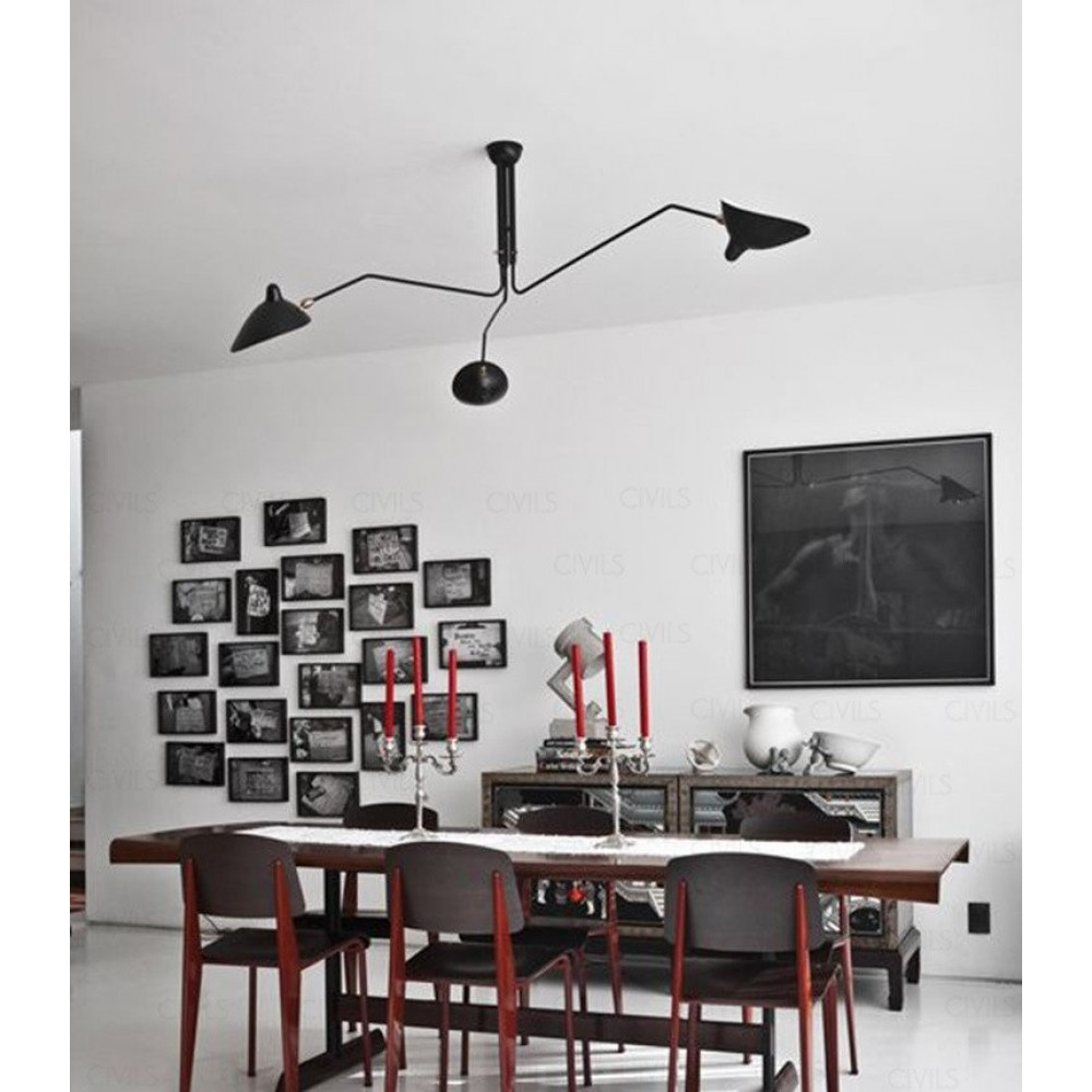 Serge Mouille 3 Arm Ceiling Lamp Pendant Flush Mount 59900 within proportions 1000 X 1000