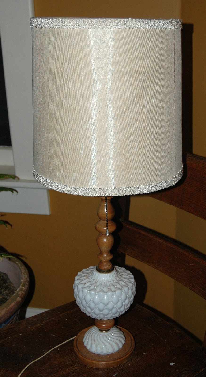 Shallow Thoughts From Iowa Ba Vintage Milk Glass And Wood Table Lamps regarding sizing 874 X 1600