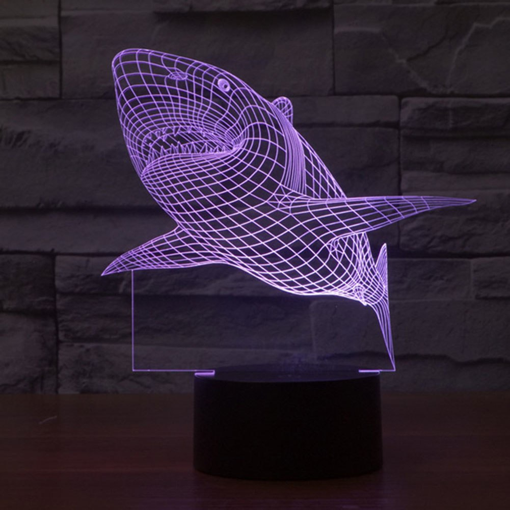 Shark Led Table Lamp 3d Touch Control Night 7 Colors Change Usb Led intended for size 1001 X 1001