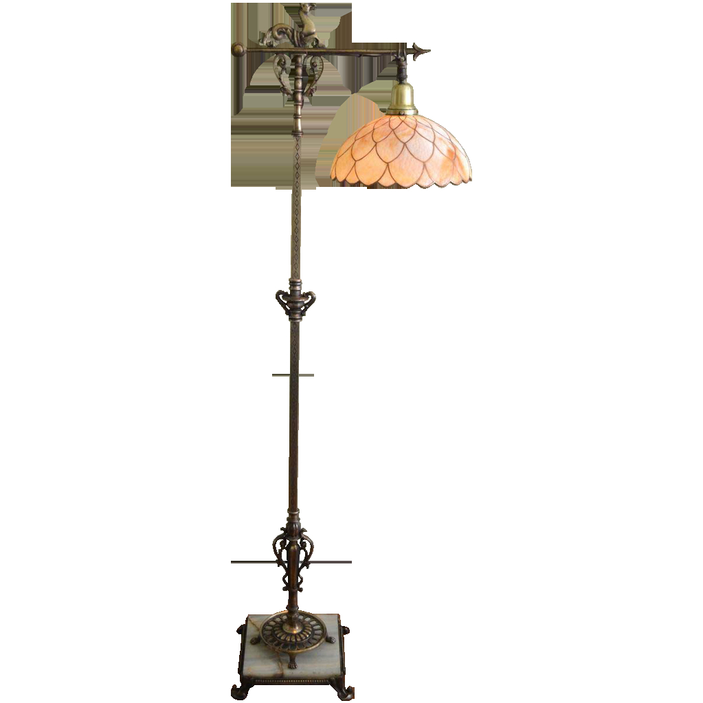 Signed Rembrandt Floor Lamp With Large Slag Glass Shade throughout size 1023 X 1023