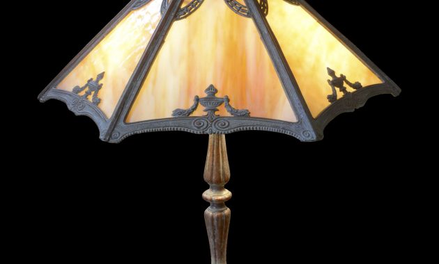 Slag Glass Metal Overlay Table Lamp Circa 1920s Vintage Lighting throughout measurements 1918 X 1918