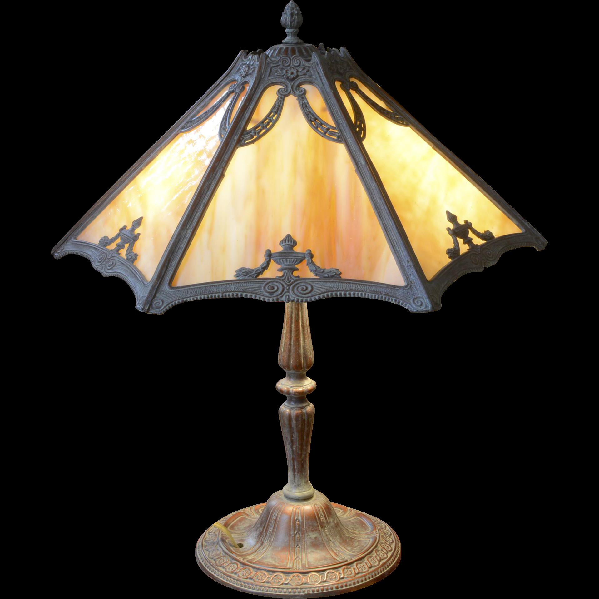 Slag Glass Metal Overlay Table Lamp Circa 1920s Vintage Lighting throughout measurements 1918 X 1918