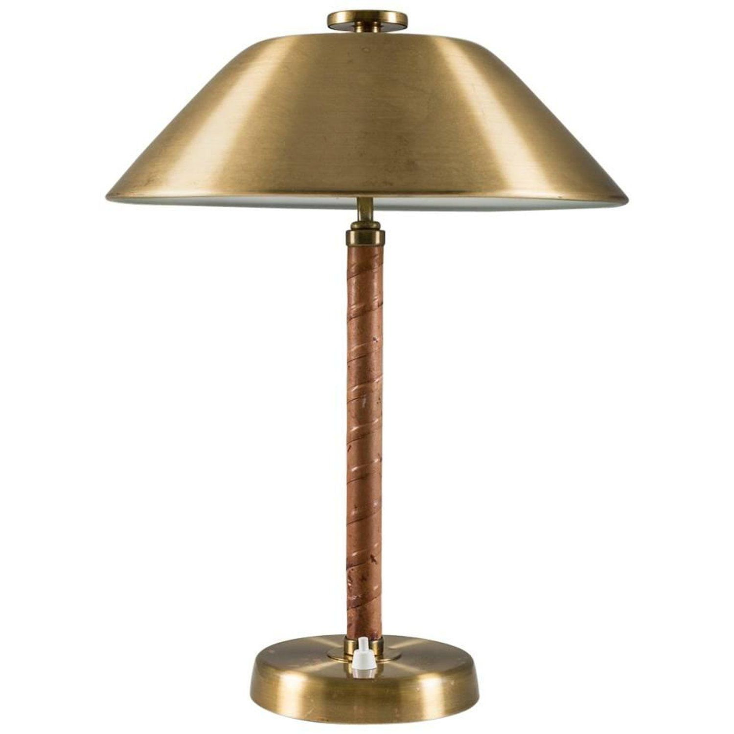 Swedish Midcentury Table Lamp In Brass And Leather Einar intended for size 1500 X 1500