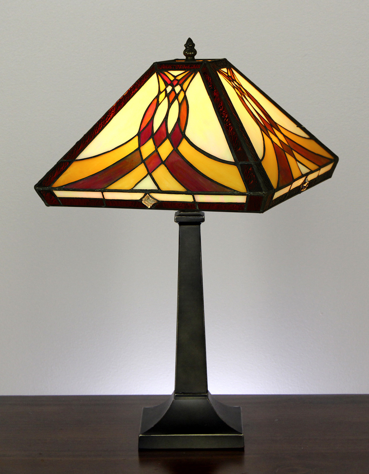 Swooping Pattern Mission Style Stained Glass Table Lamp Temple with size 1247 X 1600