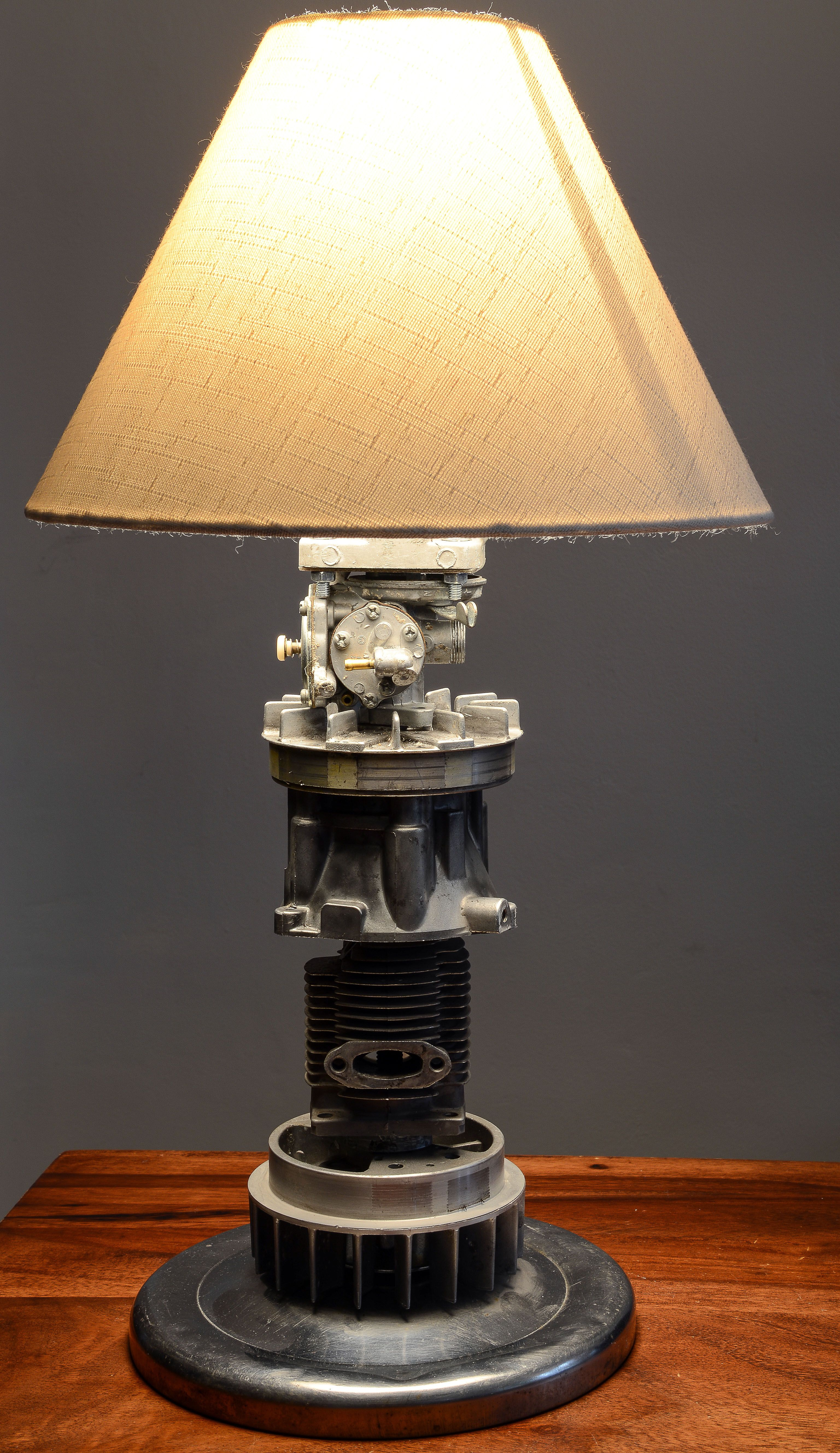 Table Lamp From Scrap Engine Parts Includes Hub Cap From Mustang in size 3073 X 5310