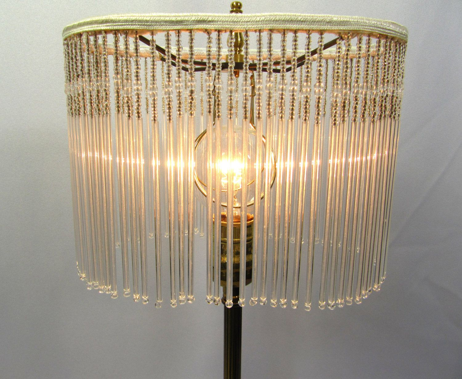 Table Lamp Shade Crystal Glass Custom Beads Handmade Oval Fringe for dimensions 1500 X 1232