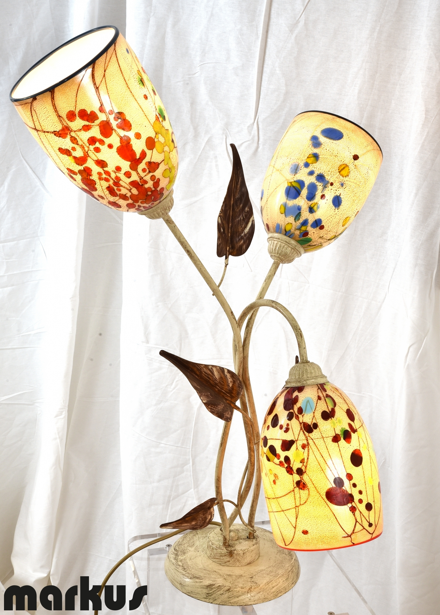 Table Lamp With 3 Murano Glass Lamp Shades throughout proportions 1429 X 2000