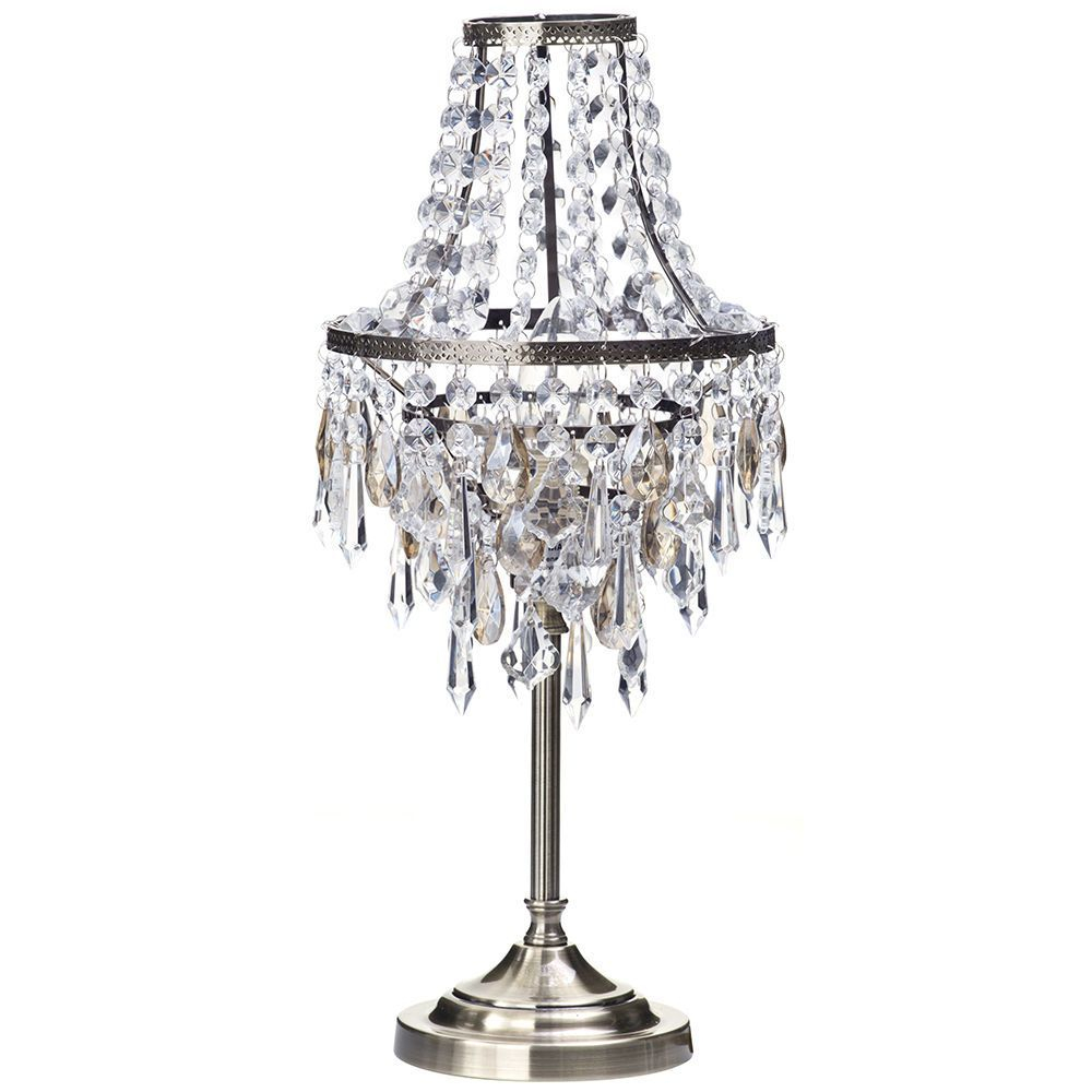 Table Lamp With Crystal Effect Droplet Shade 1 Light Antique Brass in size 1000 X 1000