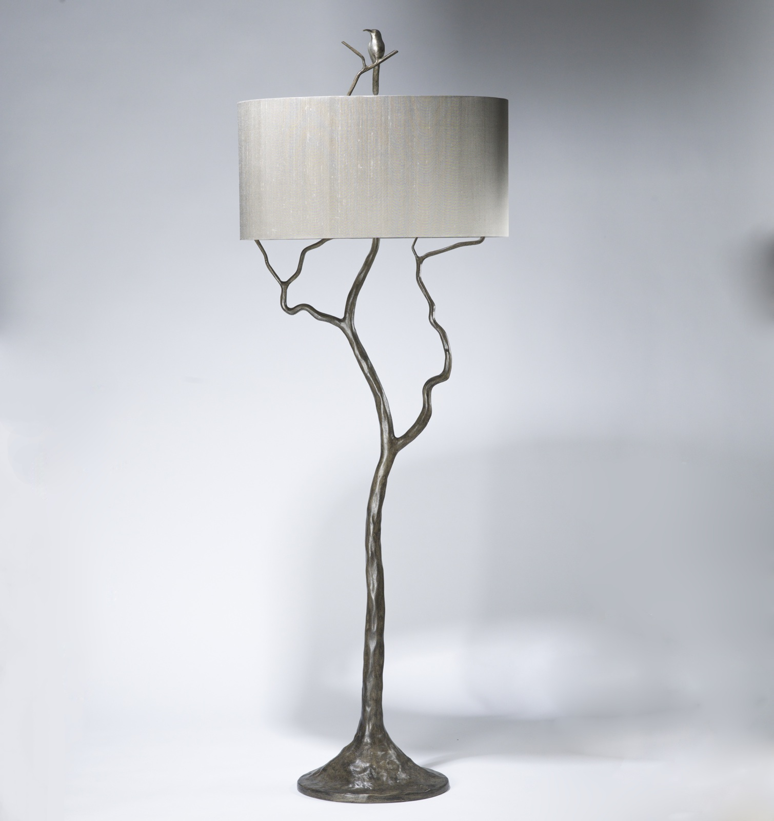 Tall Tree Humming Bird Floor Lamp In Grey Painted Pewter for proportions 1509 X 1600